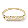 PVD Vacuum Plating 304 Stainless Steel White Round Plastic Beaded Bangles BJEW-G700-09G-2