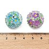 Flower with Round Polymer Clay Rhinestone Beads RESI-Z045-08-3