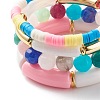 Handmade Polymer Clay Heishi Beads Stretch Bracelets Set BJEW-JB07445-5