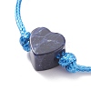 Natural Sodalite Heart Braided Cord Bracelet BJEW-JB07685-04-4