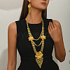 Luxury Iron Floral Tassel Pendant Necklace & Dangle Stud Earrings Set for Women VS2280-4