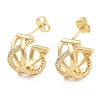 Brass Pave Clear Cubic Zirconia Stud Earrings EJEW-U005-05G-1