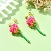 3Pairs 304 Stainless Steel Rose Glass Seed Beaded Dangle Stud Earrings EJEW-MZ00333-3