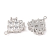 Brass Pave Clear Cubic Zirconia Connector Charms KK-S389-38P-2