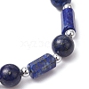 Natural Lapis Lazuli Round Beaded Stretch Bracelets for Women BJEW-JB11137-02-4