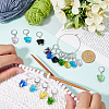 Glass Butterfly Pendant Locking Stitch Markers HJEW-SC00069-3