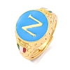 Round with Letter N Brass Enamel Adjustable Rings RJEW-U009-09G-1