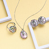 Natural Freshwater Pearl Pendant Necklaces & Stud Dangle Earrings & Rings Sets FS-WG70A16-04-1