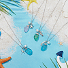 ANATTASOUL 4Pcs 4 Style Twist Teardrop Glass & Alloy Ocean Theme Pendant Necklaces Set NJEW-AN0001-57-7