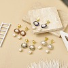 4 Pair 4 Style Natural Mixed Gemstone & Shell Pearl Beaded Flower Dangle Stud Earrings EJEW-JE05076-2
