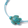 3Pcs 3 Colors Synthetic Turquoise Turtle Braided Bead Bracelets Set BJEW-JB11084-3