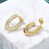 Rack Plating Brass Micro Pave Clear Cubic Zirconia Stud Earrings for Women EJEW-C125-21A-G-3