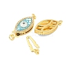 Rack Plating Brass Micro Pave Cubic Zirconia & Shell & Enamel Box Clasps KK-S373-01G-2