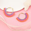 304 Stainless Steel & Bohemian Beaded Fan Hoop Earrings for Women EJEW-R001-01G-05-1