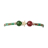 Christmas 8mm Round Dyed Natural Malaysia Jade & Natural Carnelian & Glass Seed Beads Braided Bead Bracelets BJEW-MZ00070-01-3