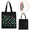 DIY Ethnic Style Embroidery Black Canvas Bags Kits DIY-WH0401-42A-1