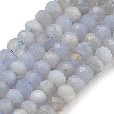 Faceted Rondelle Natural Blue Lace Agate Beads Strands G-F289-04A-1