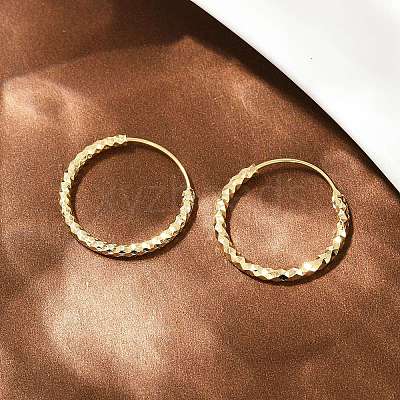 Brass Textured Hoop Earrings EJEW-F378-03C-G-1