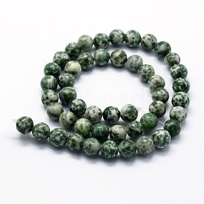 Natural Green Spot Jasper Beads Strands G-I199-30-10mm-1