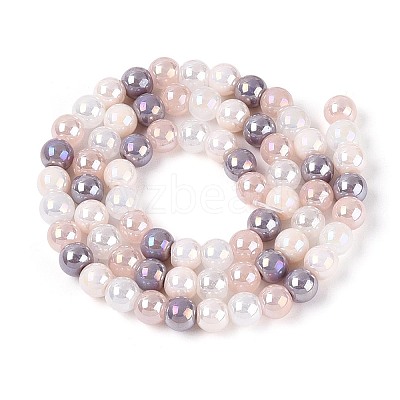 Electroplate Glass Beads Strands X-EGLA-N019-6mm-04-1