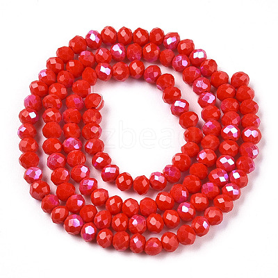 Electroplate Opaque Solid Color Glass Beads Strands EGLA-A034-P4mm-L24-1