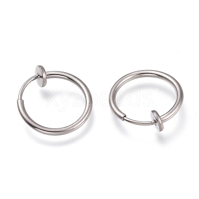 Tarnish Resistant 304 Stainless Steel Retractable Clip-on Hoop Earrings X-STAS-O135-01D-1