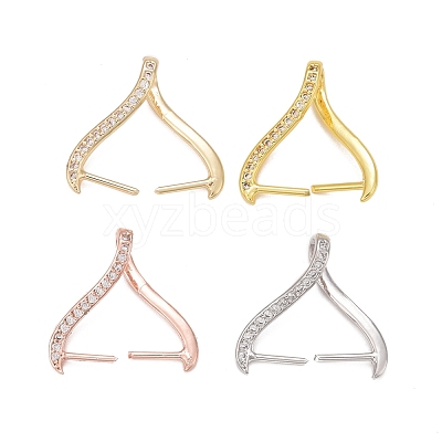 Rack Plating Brass Micro Pave Cubic Zirconia Ice Pick Pinch Bails KK-B056-01-1