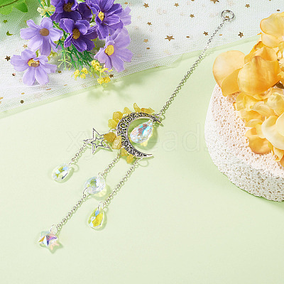 Moon & Star Alloy Hanging Ornaments HJEW-TADJ0022-1