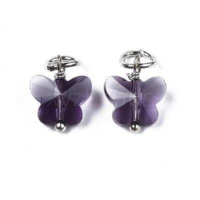 Faceted Transparent Glass Charms GLAA-T024-06A-1