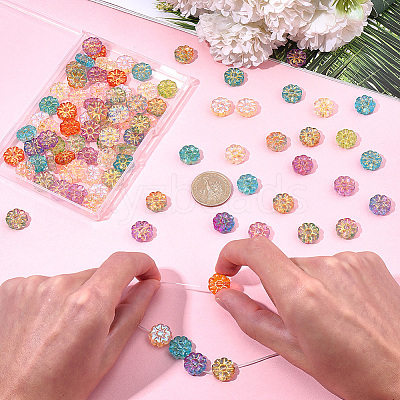 100Pcs Baking Paint and Golden Metal Enlaced Glass Beads DGLA-SC0001-06-1
