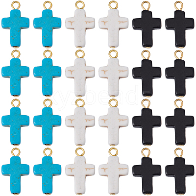 60Pcs 3 Colors Dyed Synthetic Turquoise Pendants FIND-BM0001-60B-1