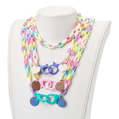 Personalized Acrylic Cable Chain Necklaces NJEW-JN03352-1