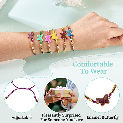 6Pcs 6 Colors Alloy Enamel Link Bracelets BJEW-TAC0043-1