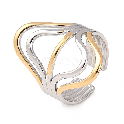 304 Stainless Steel Open Cuff Rings for Women RJEW-K321-01H-1