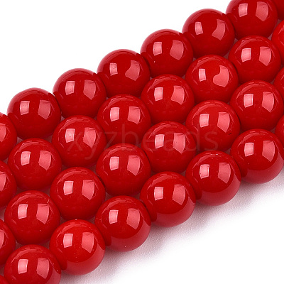 Opaque Solid Color Glass Beads Strands GLAA-T032-P8mm-04-1