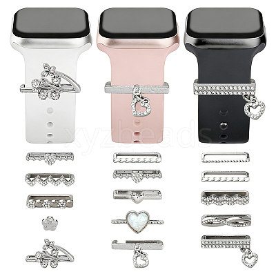 3 Bags 3 Styles Rhinestone Watch Band Charms Set FIND-FH0017-66-1