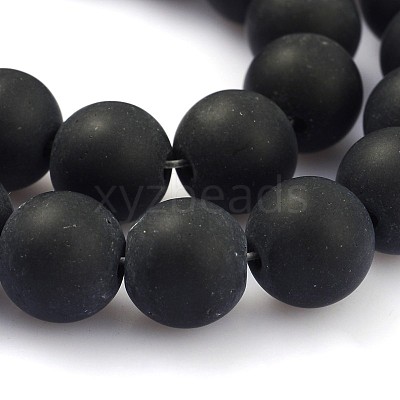 Frosted Glass Round Bead Strands GLAA-J064-10mm-02-1