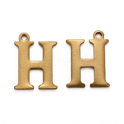 304 Stainless Steel Alphabet Charms STAS-H122-H-AB-1