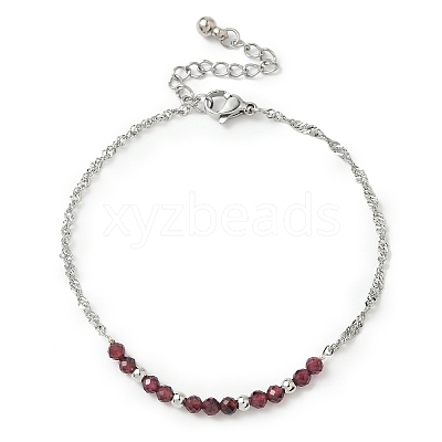 Natural Garnet Beads Link Bracelets BJEW-JB11835-01-1