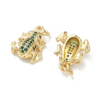 Brass Micro Pave Green Cubic Zirconia Charms KK-T085-21D-G-1