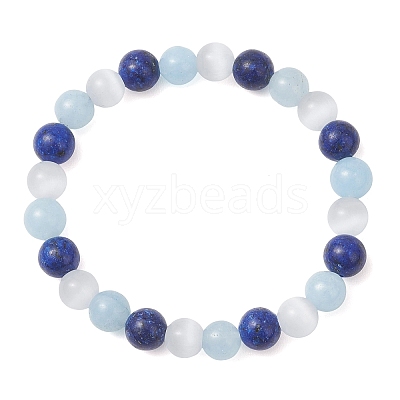 Dyed Natural Quartz & Sesame Jasper Beaded Stretch Bracelets for Women Men BJEW-JB13403-1