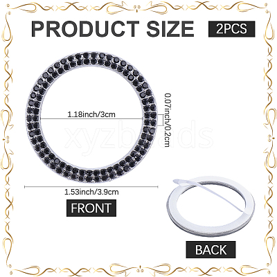 2Pcs Self Adhesive Zinc Alloy with Rhinestone Car Stickers STIC-CN0001-09-1