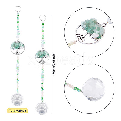 Glass Teardrop Window Hanging Suncatchers HJEW-TADJ0004-1