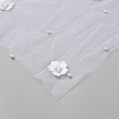 Polyester with Plastic Pearl Flower Lace Table Runner AJEW-WH0481-135-1