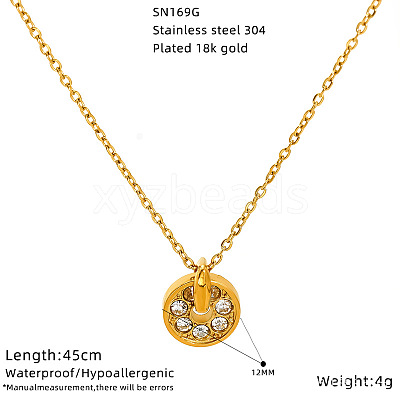 304 Stainless Steel Pave Clear Cubic Zirconia Pendant Necklaces for Women WG4D1A8-02-1
