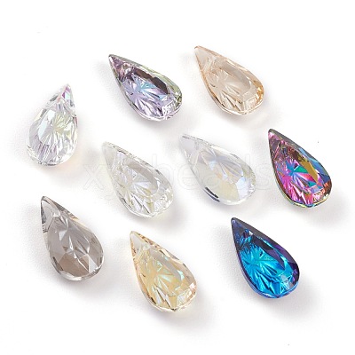 Embossed Glass Rhinestone Pendants GLAA-J101-06A-1
