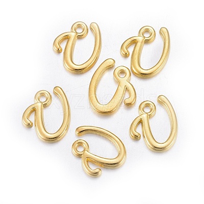 Golden Plated Alloy Letter Pendants PALLOY-J718-01G-U-1
