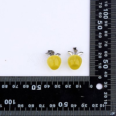 10Pcs Apple Gemstone Charm Pendant Crystal Quartz Healing Natural Stone Pendants Pink Silver Buckle for Jewelry Necklace Earring Making Crafts JX525D-1