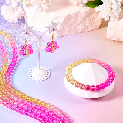 2 Strands Baking Paint Transparent Glass Beads DGLA-TA0001-20B-1