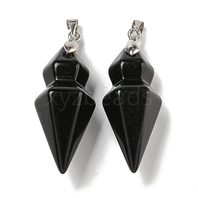 Natural Obsidian Pointed Pendants G-F766-08AS-05-1